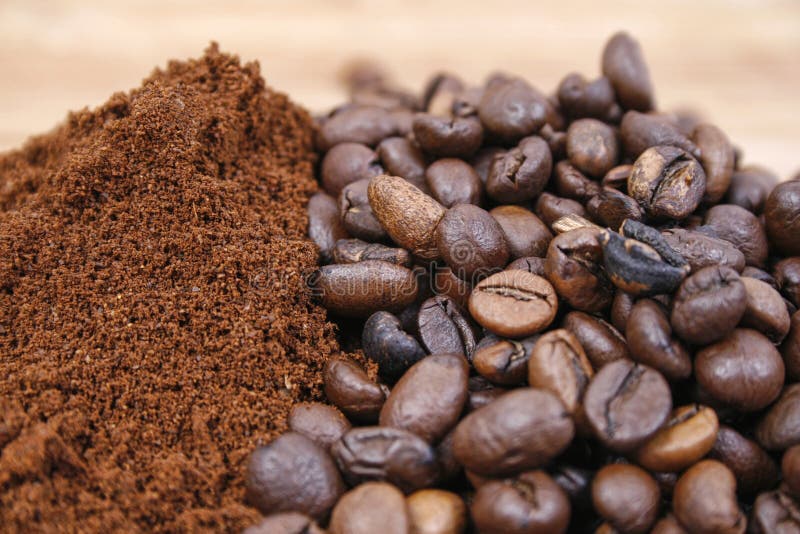 Coffee beans and ground coffee