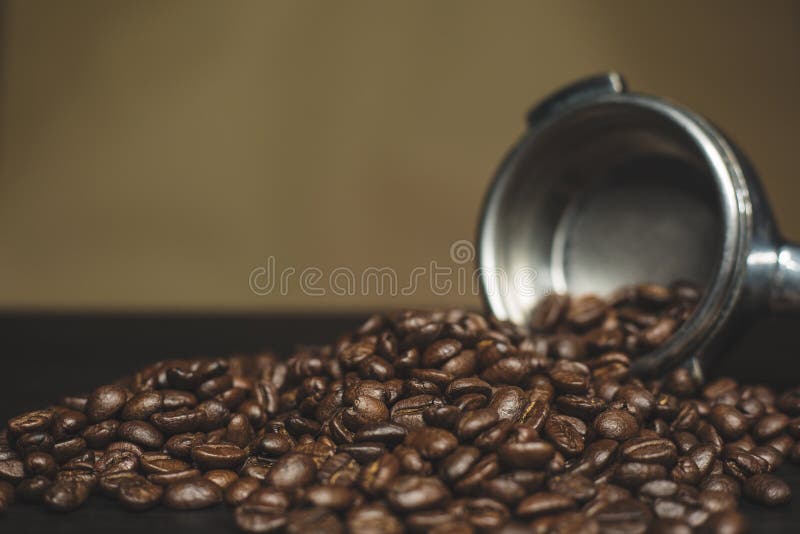 Coffee beans and ground powder