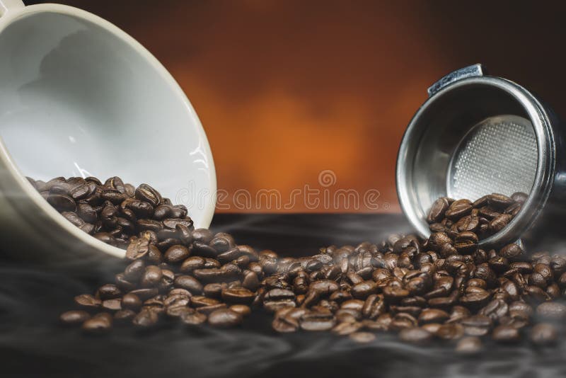 Coffee Beans and Ground Powder Stock Image Image of fresh, caffeine