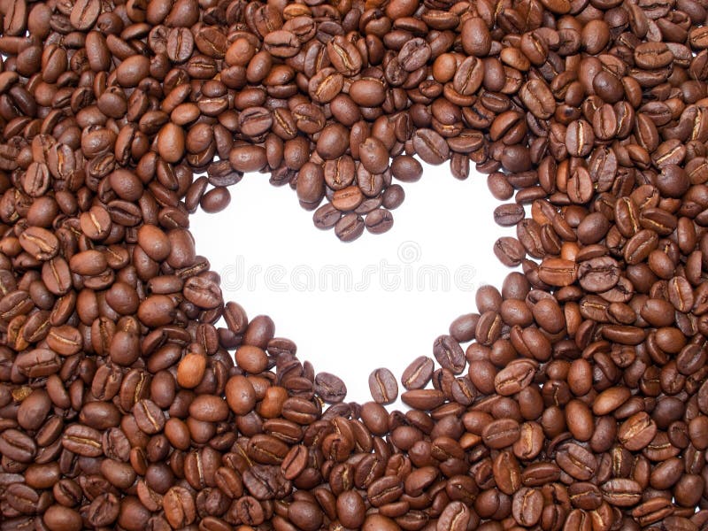 Coffee beans with heart. stock image. Image of heart 10364441