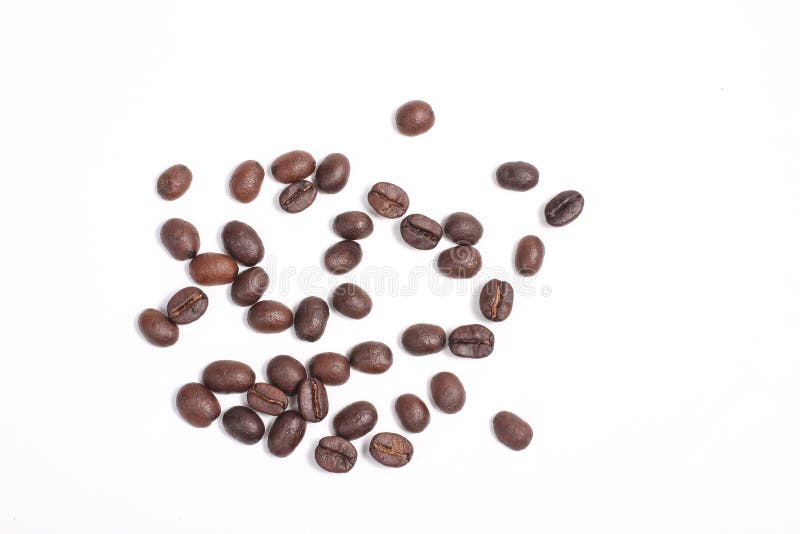 Coffee beans isolated on white background close up