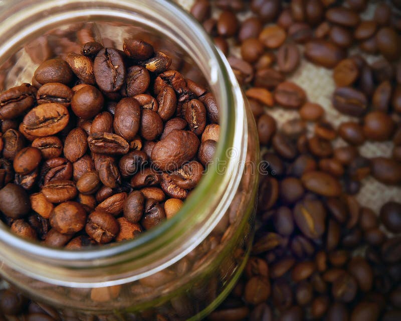 Coffee beans in a jar stock photo. Image of roast, arabica 36431802