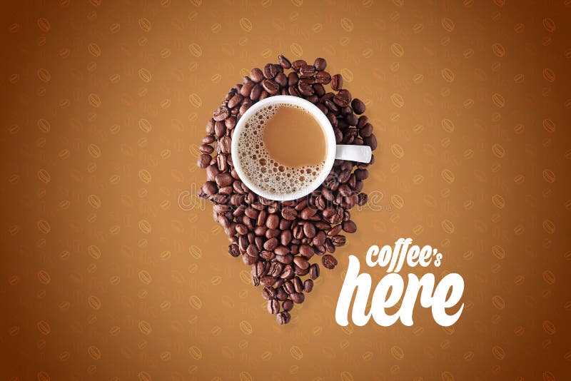 Coffee beans location icon stock image. Image of icon - 179647001