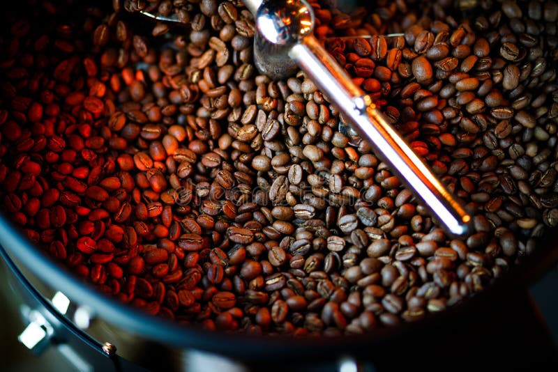 Coffee Beans in a Coffee Machine, in Dark Colors. Stock Image Image
