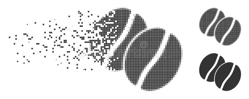 Coffee Beans Moving Pixel Halftone Icon vector illustration