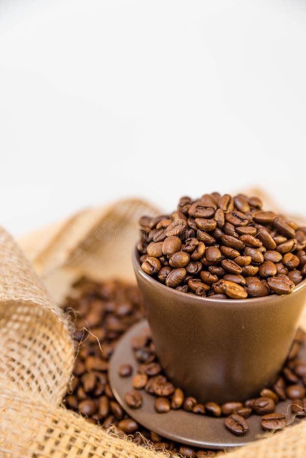 Coffee Beans and Coffee in a Mug Stock Image Image of bean, delicious