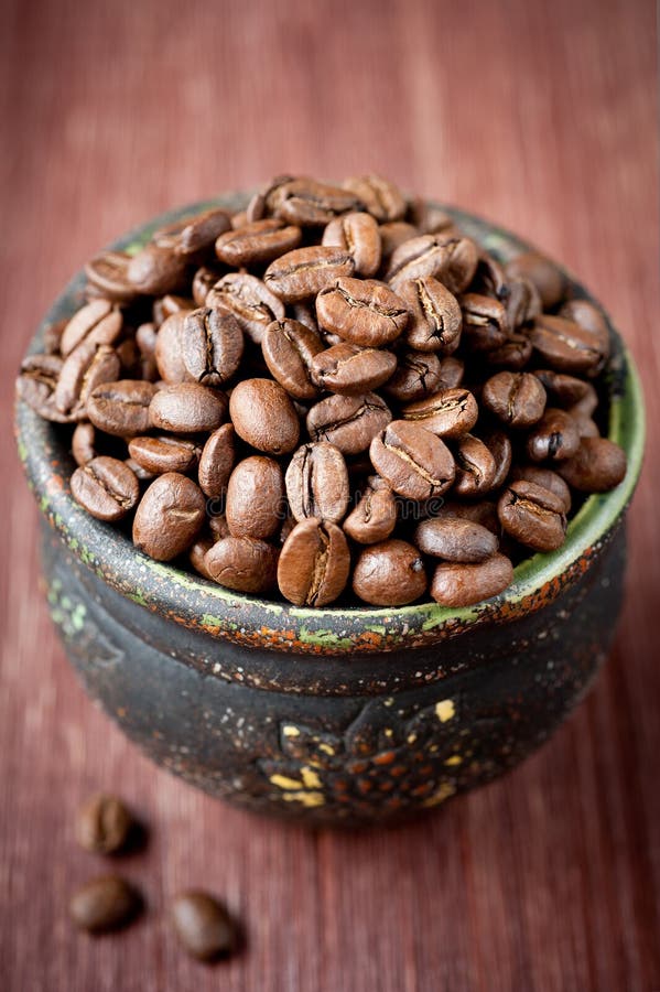 Coffee Beans in the Old Pot Stock Image Image of black, morning 27670933