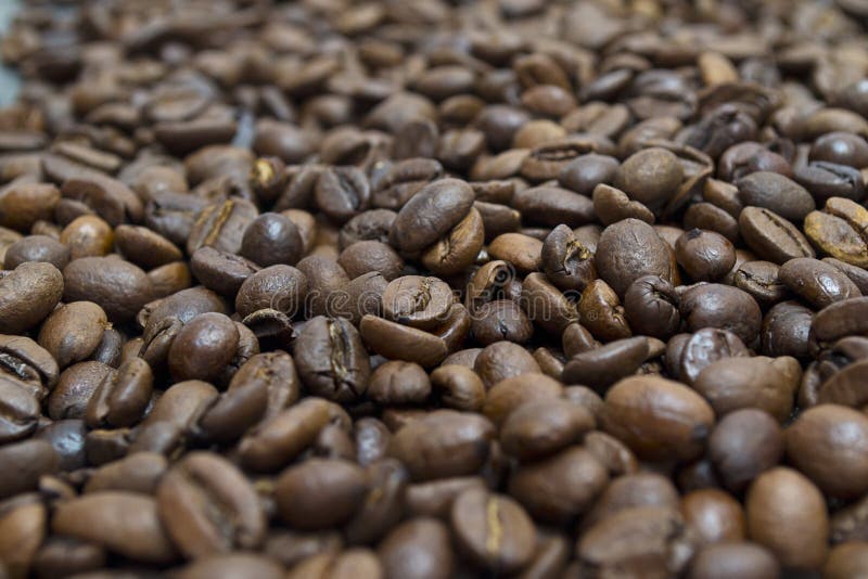 Coffee Beans, Pots, Cinnamon On Dark Background Stock Image Image of