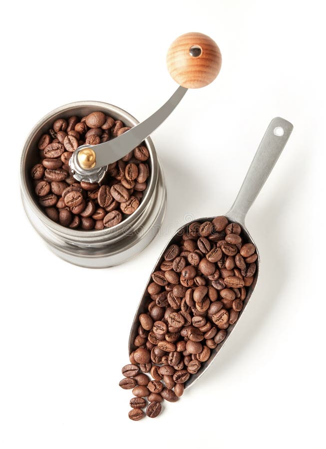 Coffee Beans in a Scoop and a Grinder Stock Image Image of freshness