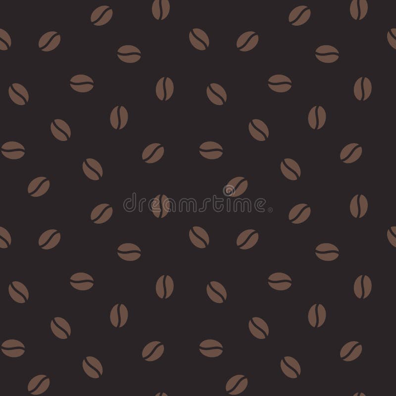 Coffee beans seamless pattern, vector background. Repeated dark brown texture for cafe menu, shop wrapping paper