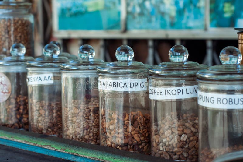 Coffee Beans Selection from Various Countries on Display on the Table
