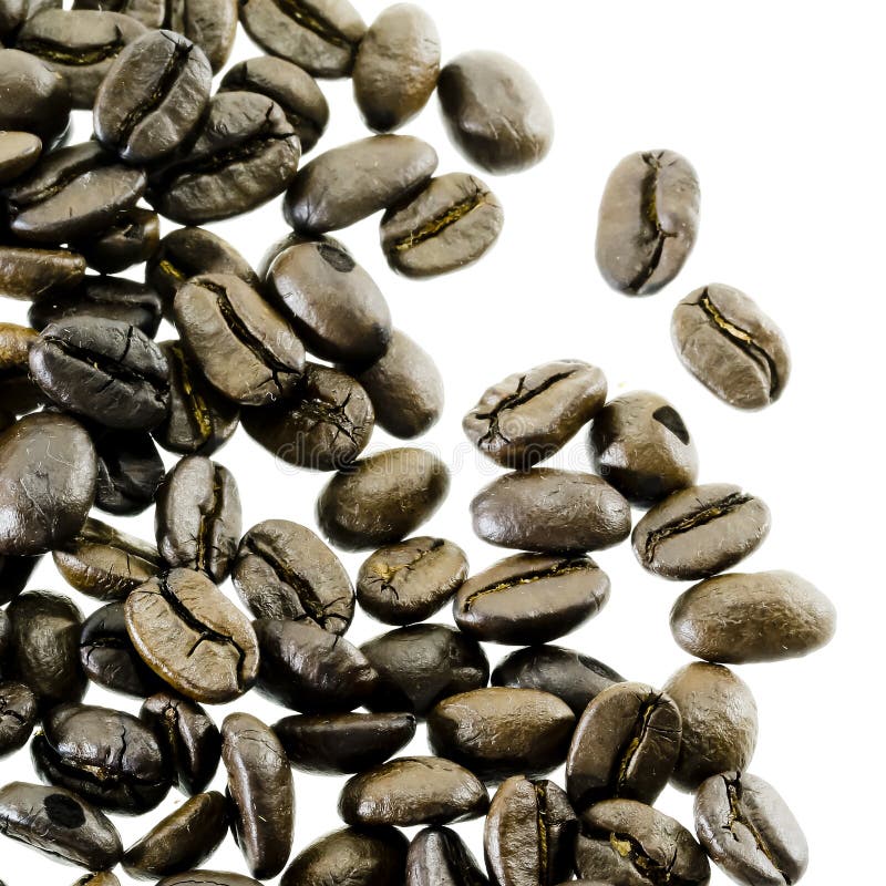 Coffee Beans Spilling Around Isolated on Stock Image - Image of ...