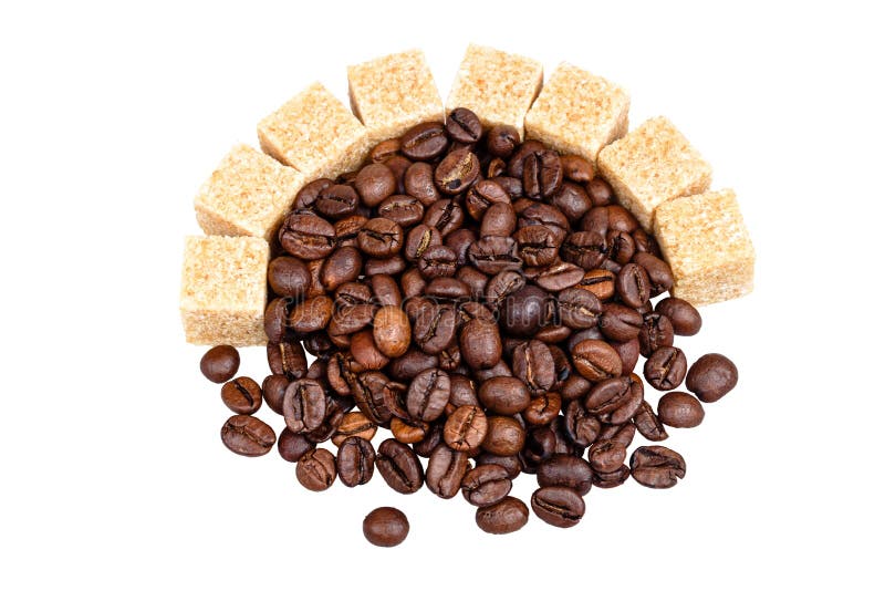 Coffee beans and sugar stock image. Image of white, blackout 34444043