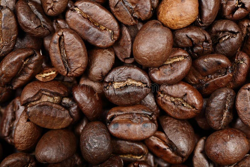 Coffee beans texture background closeup