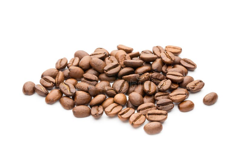 Coffee beans on white background, closeup, macro