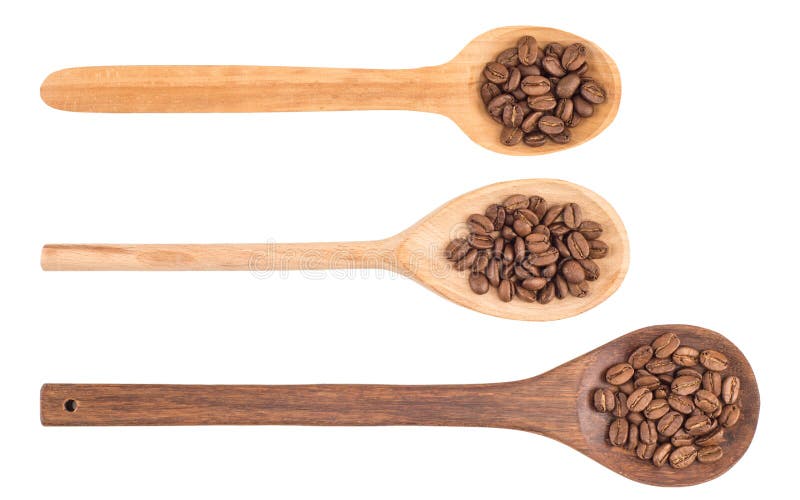 Coffee beans in wooden spoon