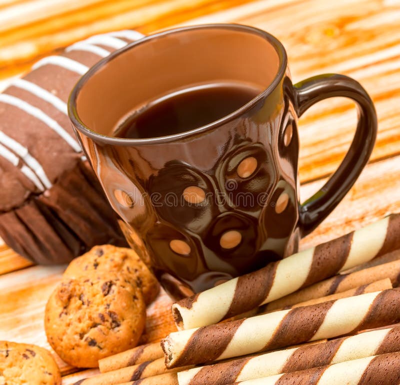 Coffee Break Biscuits Indicates Decaf Cookies And Drink