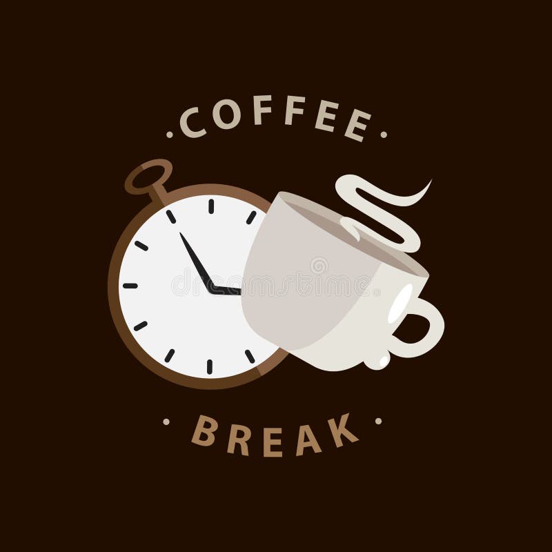 Tea Break Logo. Cafe And Tea Bar Emblem. Blue Teapot And Letters. Stock