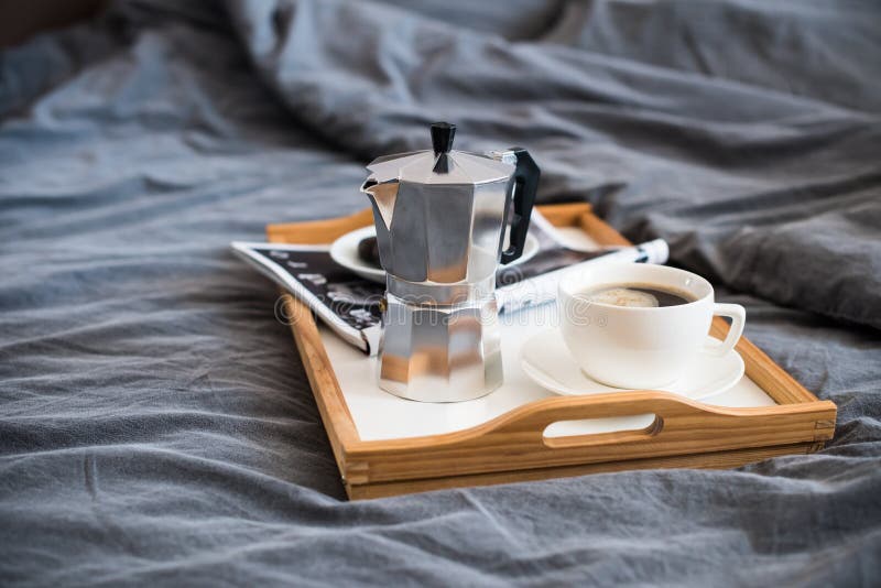 Coffee and Breakfast in Bed, Cozy Morning Stock Photo Image of lazy, mocha 89196584