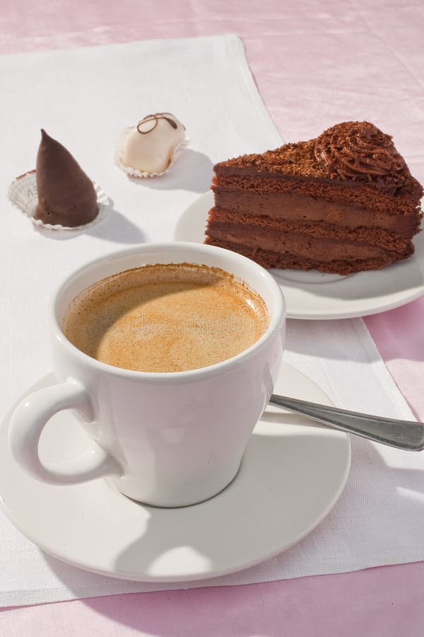 Coffee and cake stock image. Image of fancy, sweet, cappuccino 14039387