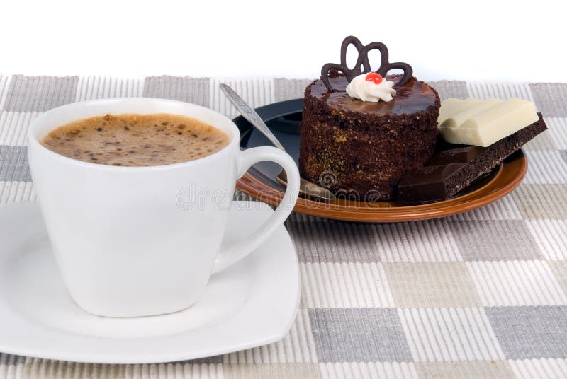 Coffee and chocolate cake stock photo. Image of biscuit 17981964