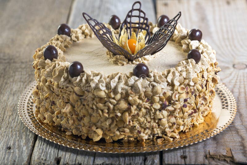 Coffee Cake with Chocolate Decoration. Stock Image Image of chocolate