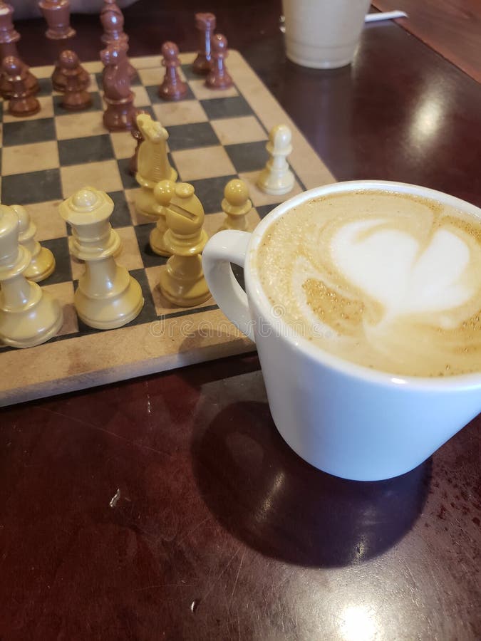 Coffee on a chess day stock photo. Image of success 119763504