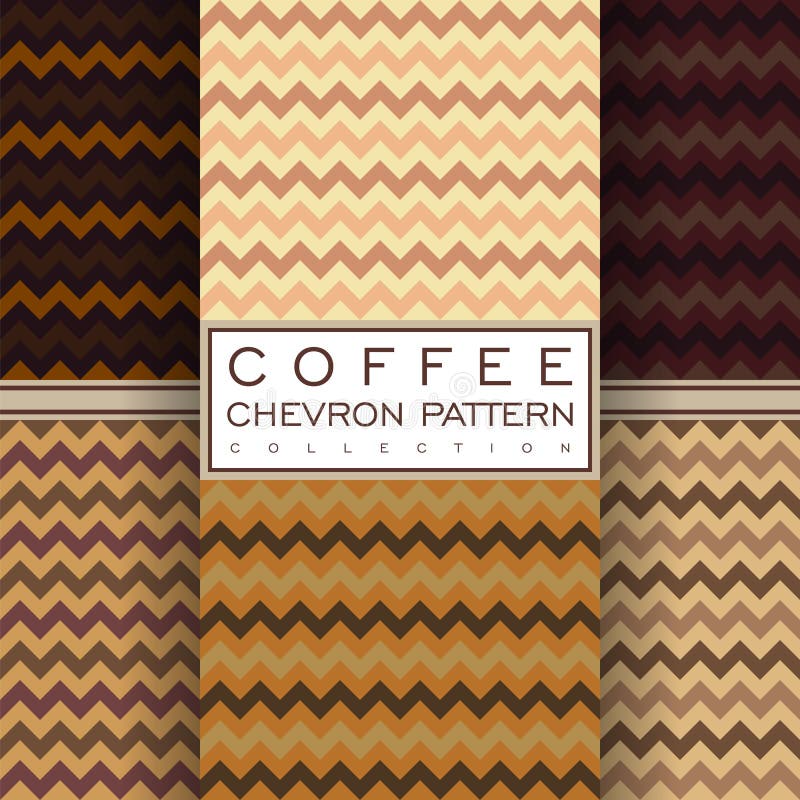 Coffee chevron seamless pattern collection stock illustration