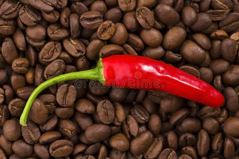 Hot coffee with chili stock image. Image of freshness 12500087