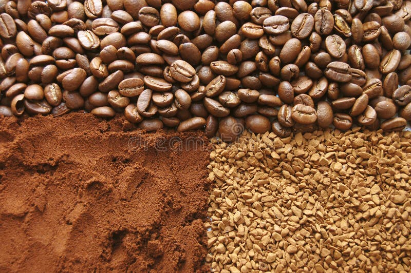 Coffee Close Up In Grains, Soluble Picture. Image 9396116