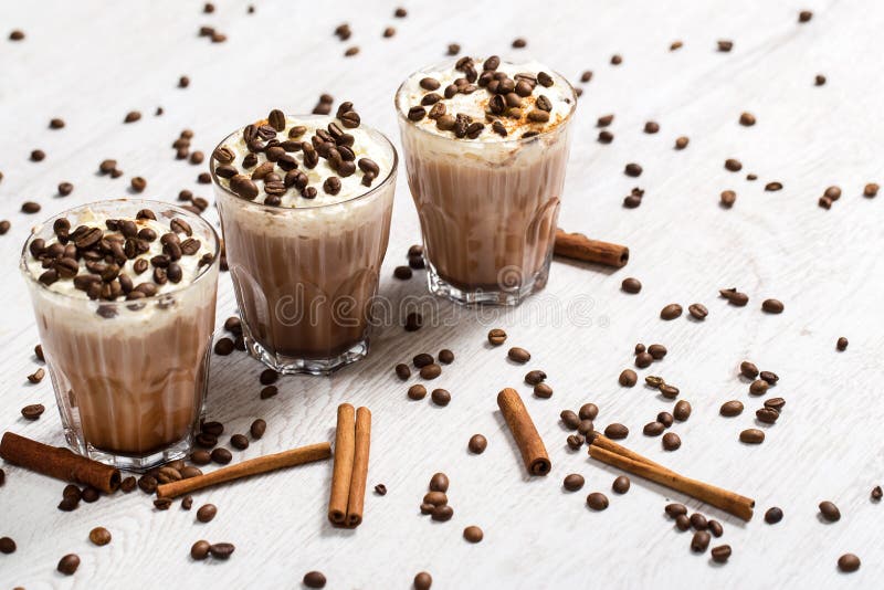 Coffee Cocktail with Cream Foam Stock Photo Image of frappe, cinnamon