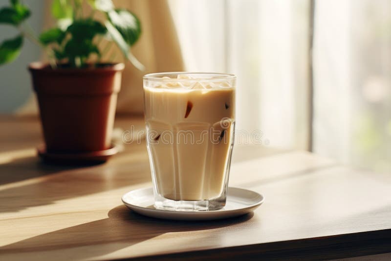 Coffee and cream composition in a clear glass royalty free illustration