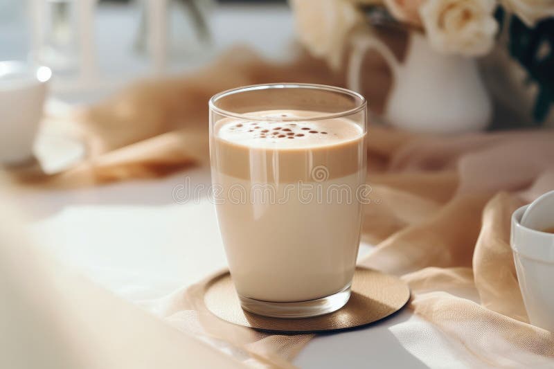 Coffee and cream composition on a table royalty free illustration