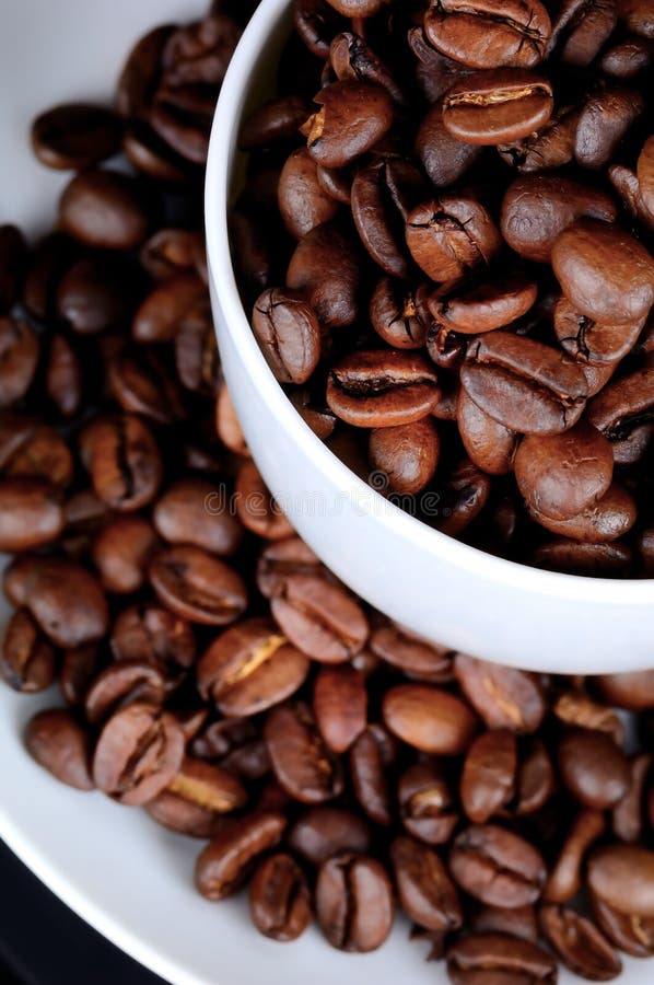 Coffee Cup with Coffee or Coffee Beans Stock Photo Image of black