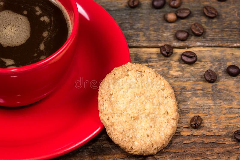 Coffee Cup with Biscuit on Table Stock Image Image of dessert