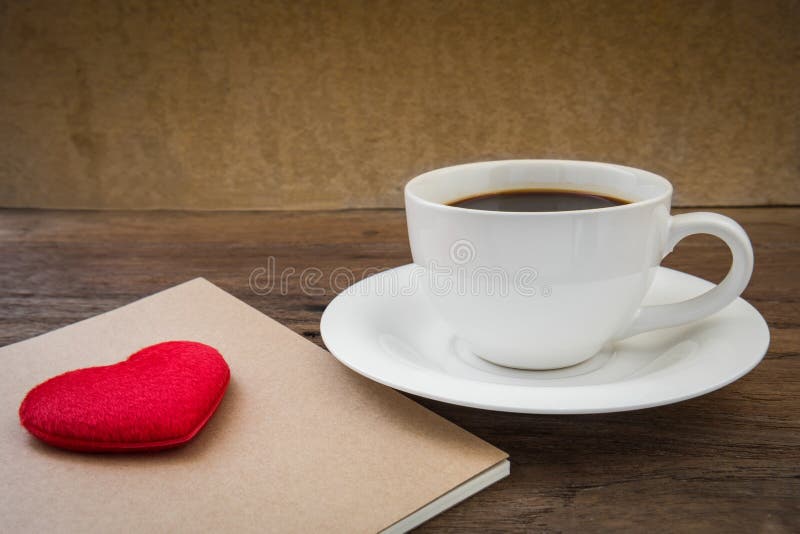 Coffee Cup and Book with Heart Shape Stock Photo Image of break