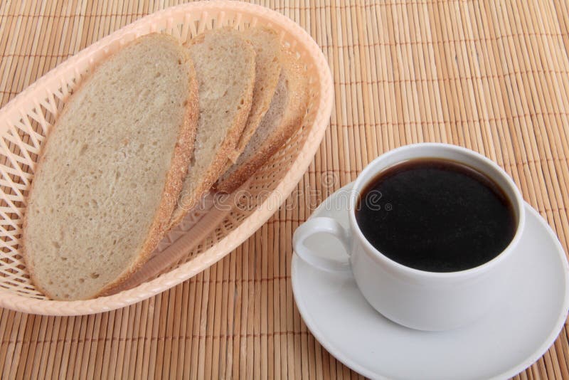 Coffee cup and bread stock image. Image of white, tableware 73136329