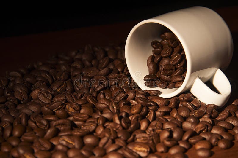 Coffee cup with coffee beans