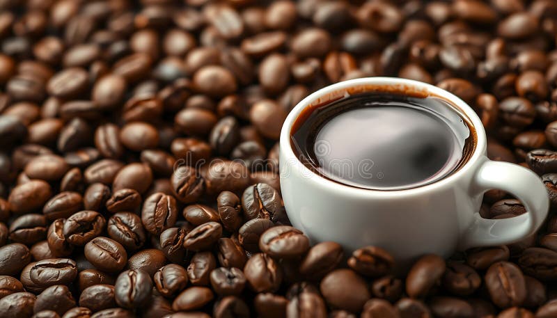 Coffee Cup con fagioli al mattino, bevande aromatiche, Scorte Foto Generative AI illustrazione vettoriale