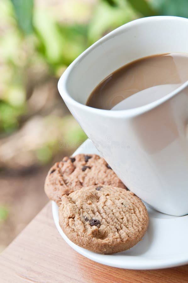 Coffee cup with cookie . stock photo. Image of break 24478436