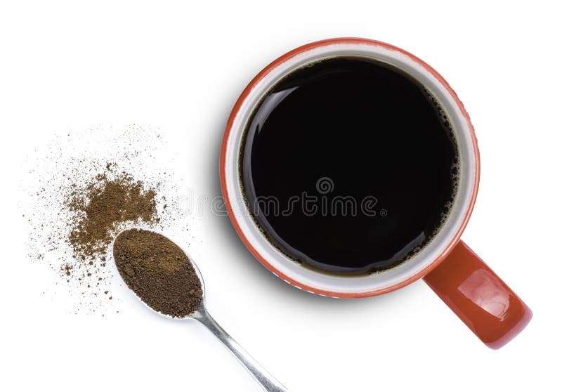 Instant Coffee in Cup Isolated on White Background Stock Image Image