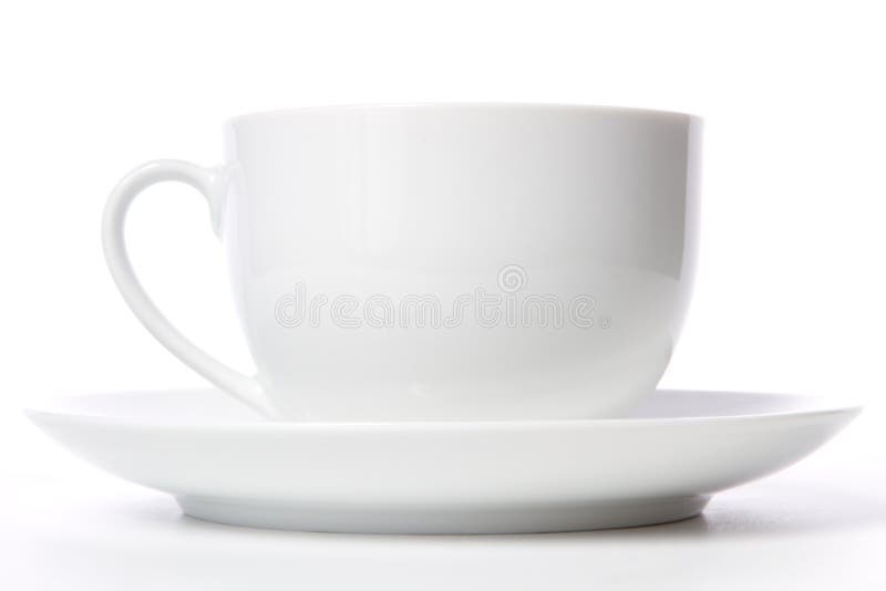 Coffee cup and grain on white