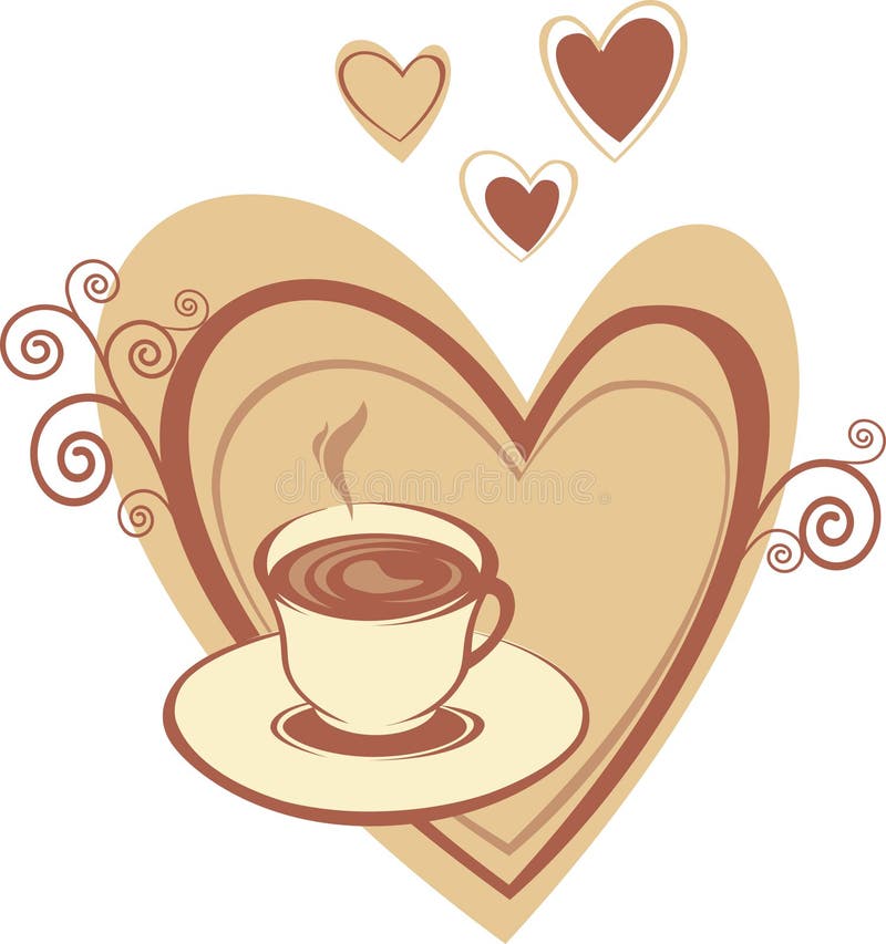 Coffee cup with heart stock vector. Illustration of simplicity 12110061