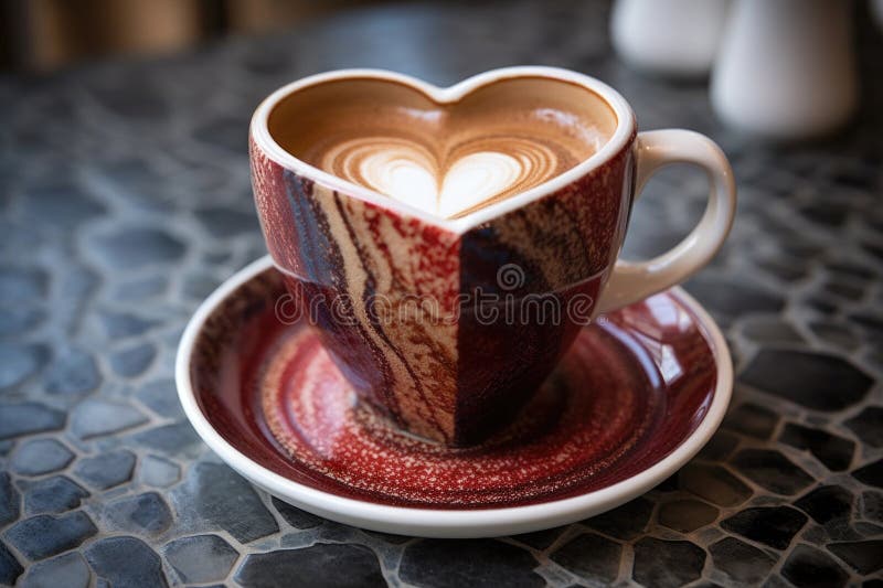 Ceașcă de cafea cu formă de spumă cu formă de spumă pe masă stock illustration