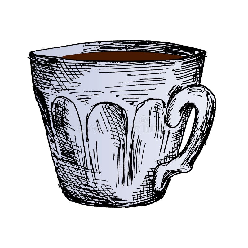 Coffee cup, hot morning coffee Hand Drawn Sketch Vector illustration. royalty free illustration Coffee cup, hot morning coffee Hand Drawn Sketch Vector illustration. royalty free illustration