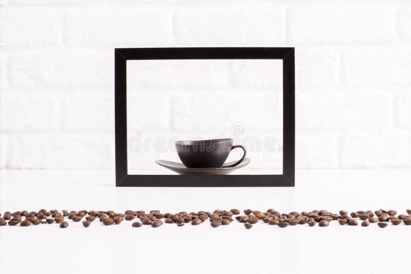Coffee cup inside frame stock image. Image of breakfast 73557807