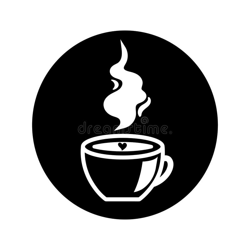 Coffee Cup Logo Vector Illustration, Emblem Design on Black