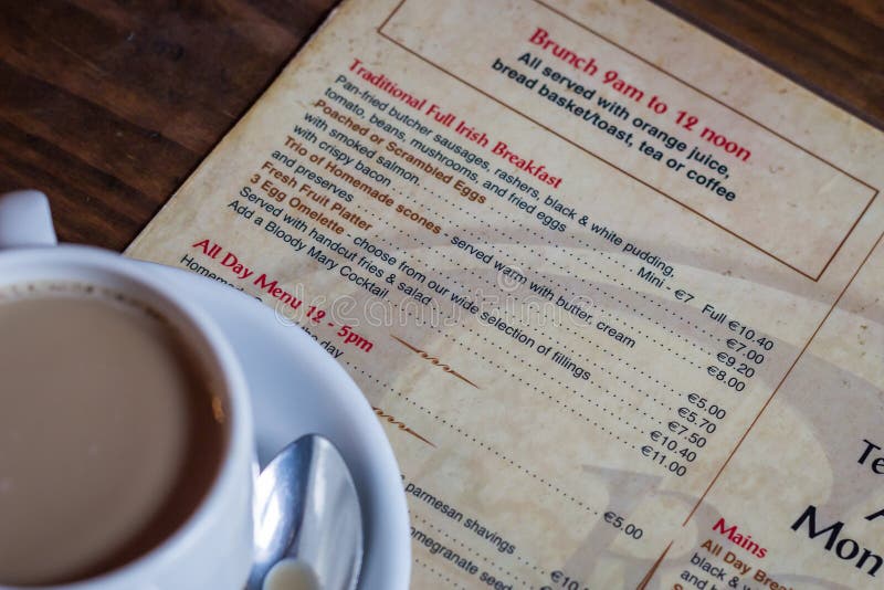 Coffee cup on menu stock image. Image of meal, milk, menu 46184837