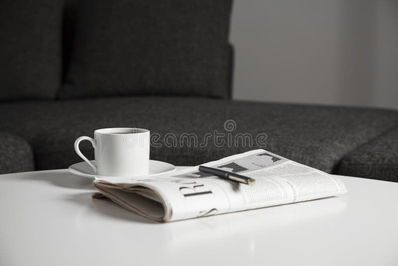 Coffee cup and newspaper stock image. Image of newspaper 44879047