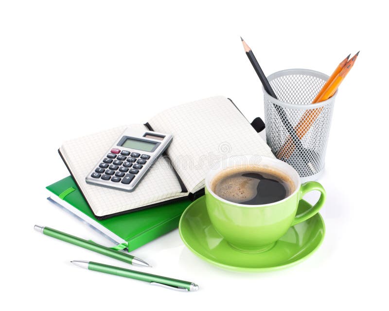 Green Coffee Cup, Glasses and Office Supplies Stock Image Image of modern, business 28724403